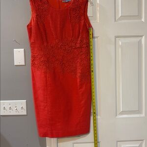 ANTONIO MELANI Vibrant Orange Lace Midi Dress